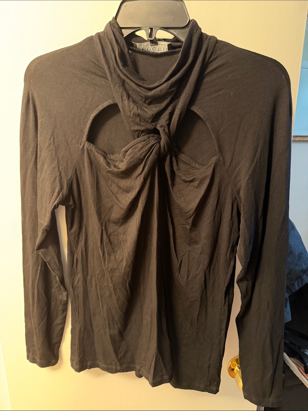 Eloquii Black Long-Sleeve Twist-Front Cutout Top
